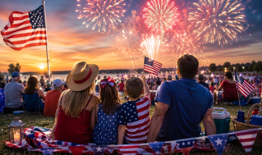 Fourth of July fireworks and celebration
