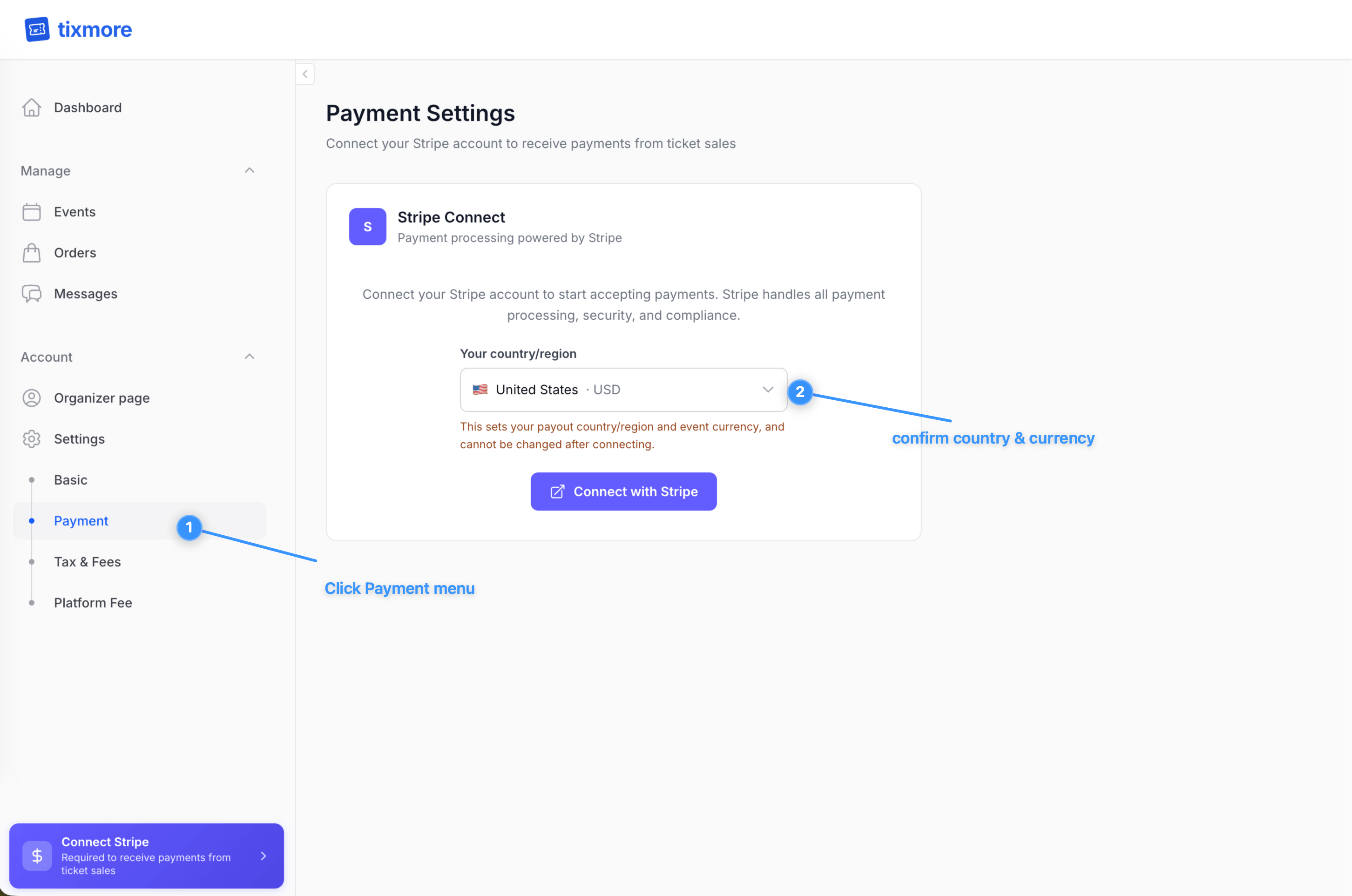 Open Settings → Payment and choose your country/region